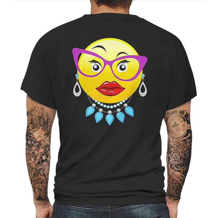 Smiling Emojis Lady Bling Face Glasses Costume Mens Back Print T-shirt