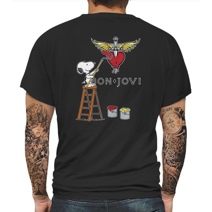 Snoopy Bon Jovi Mens Back Print T-shirt