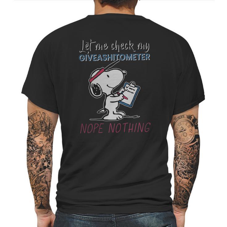 Snoopy Let Me Check My Giveashitometer Nope Nothing Mens Back Print T-shirt