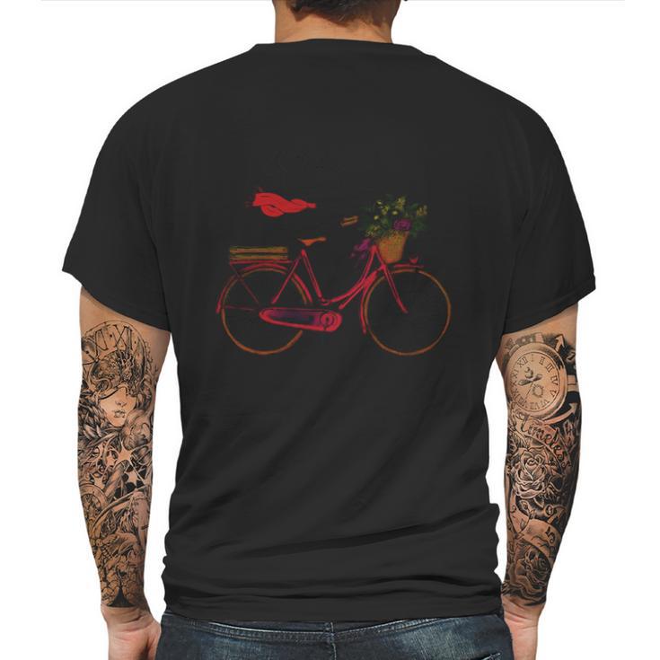 Snoopy Riding Bicycle Mens Back Print T-shirt