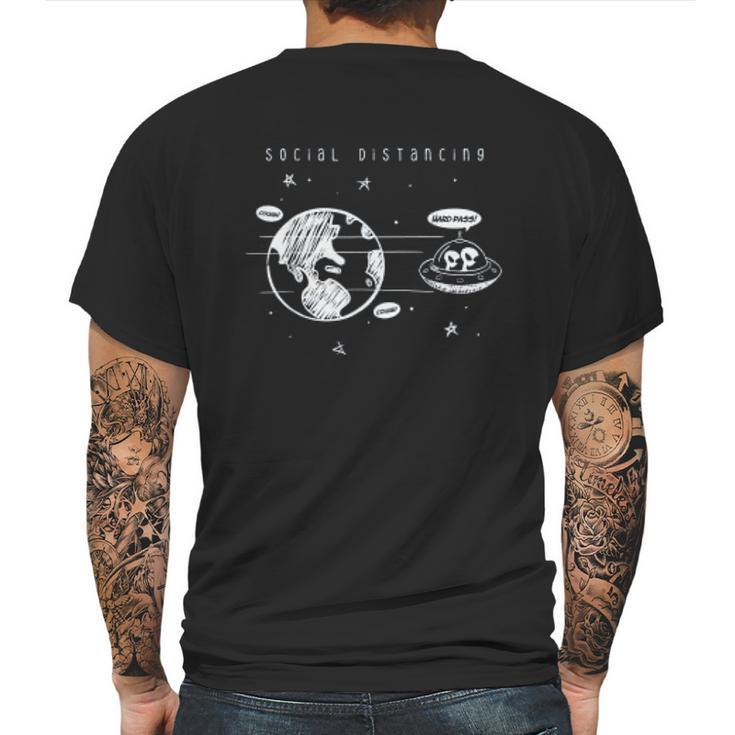 Social Distancing Aliens Distance Mens Back Print T-shirt