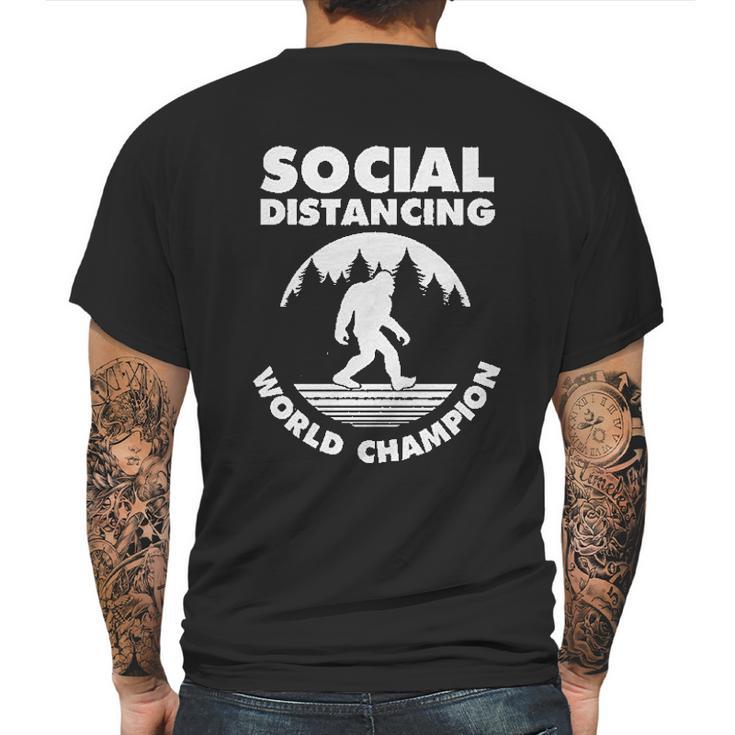 Social Distancing Bigfoot Mens Back Print T-shirt