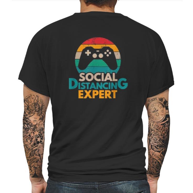 Social Distancing Expert Gaming Vintage Video Gamer Gift Mens Back Print T-shirt