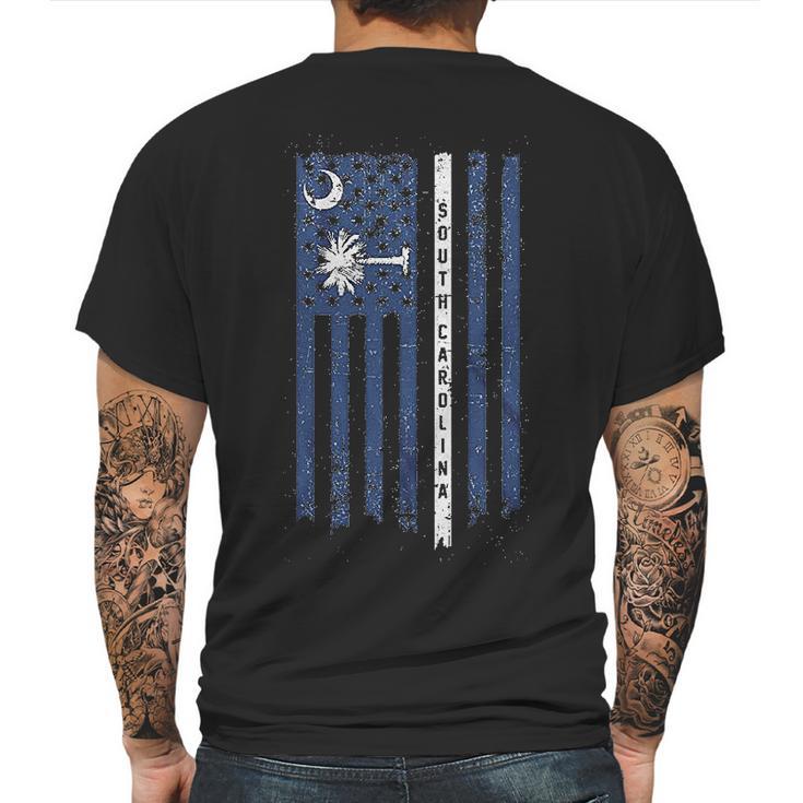 South Carolina State American Flag Mens Back Print T-shirt