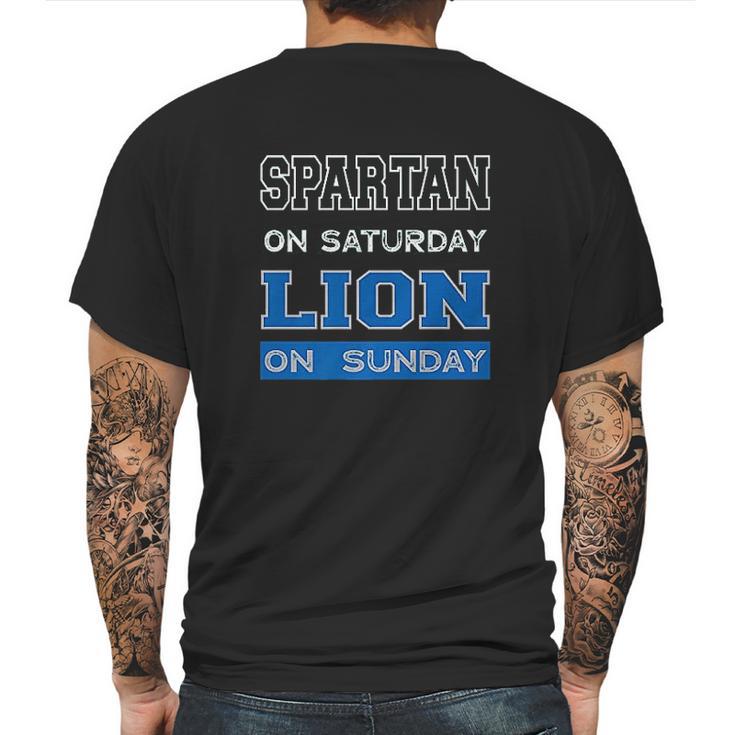 Spartan On Saturday Lion On Sunday Mens Back Print T-shirt