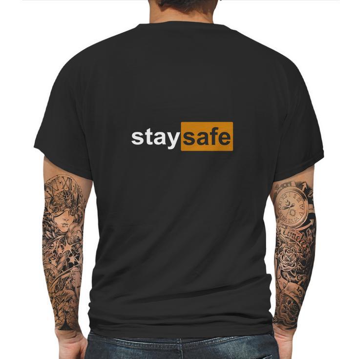 Stay Safe Pornhub Parody Mens Back Print T-shirt