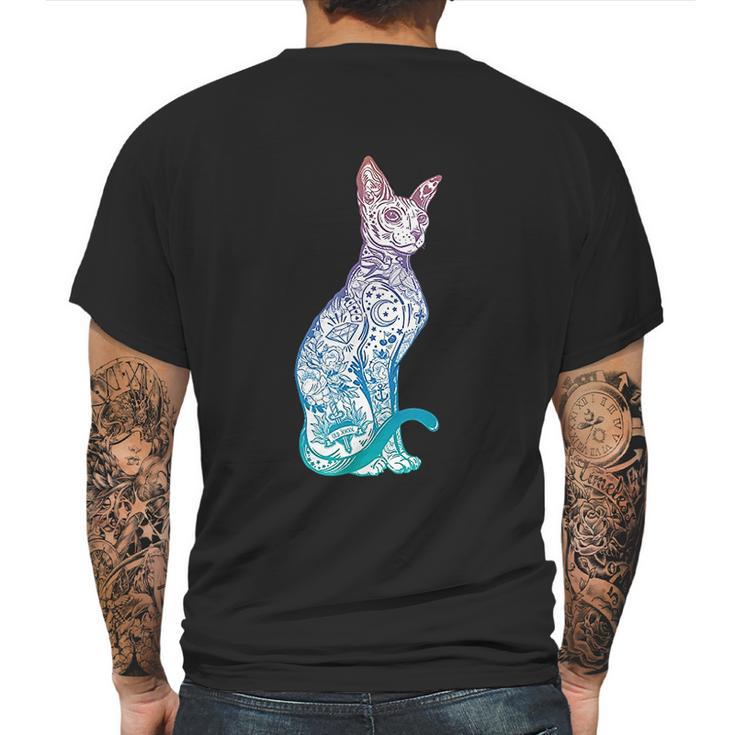 Stay Weird Pastel Goth Sphynx Cat Tattoo Kitten Mens Back Print T-shirt