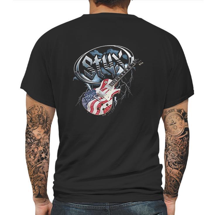 Styx Tall American Flag Guitar Mens Back Print T-shirt