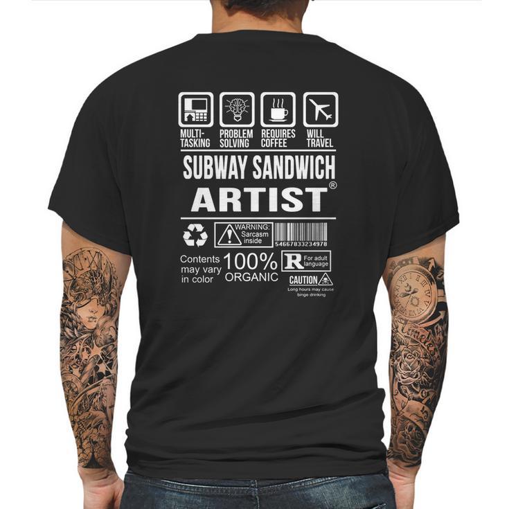 Subway Sandwich Artist Mens Back Print T-shirt