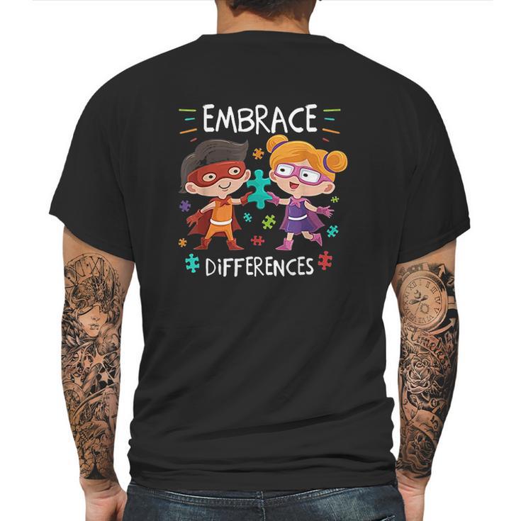 Superheroes Embrace Differences Gift Mens Back Print T-shirt