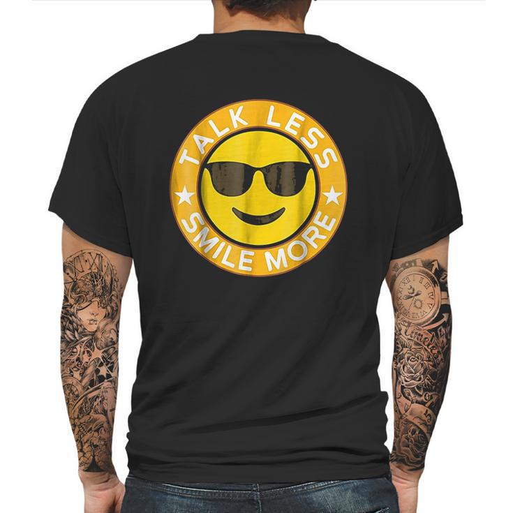 Talk Less Smile More Hamilton Yellow Emoji Smile Mens Back Print T-shirt