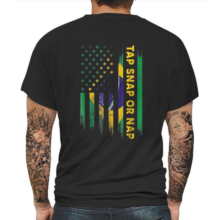 Tap Snap Or Nap Jiu Jitsu Bjj Brazil Us Flag Mens Back Print T-shirt