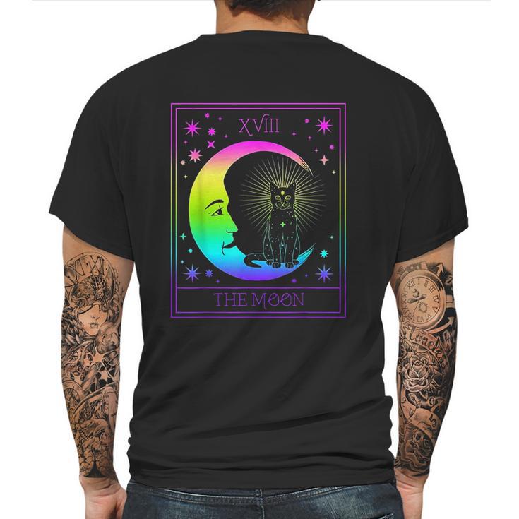 Tarot Card Crescent Moon And Cat Pastel Goth Mens Back Print T-shirt