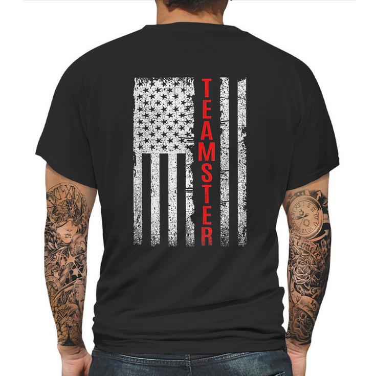 Teamster Proud American Flag Distressed Mens Back Print T-shirt