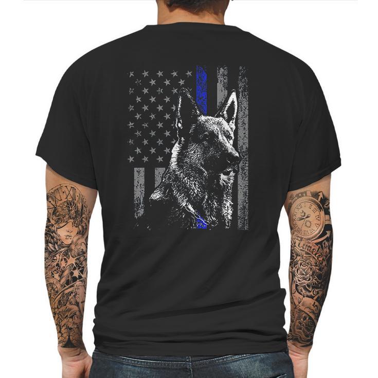 Thin Blue Line Flag K-9 German Shepherd Police Dog Gift Men Mens Back Print T-shirt