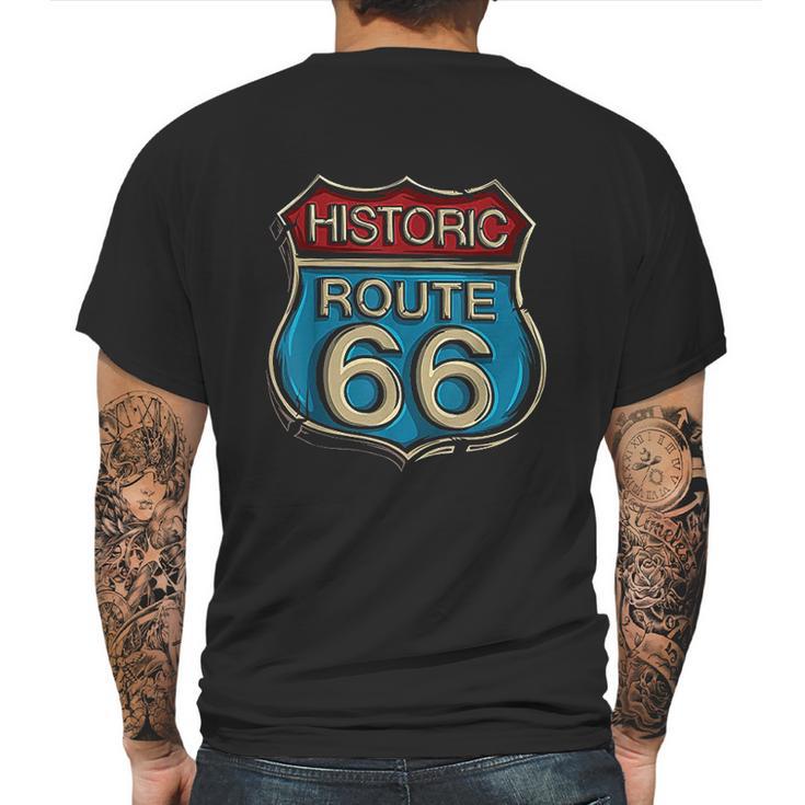 Historic Route 66 Road Sign Highway Mens Back Print T-shirt