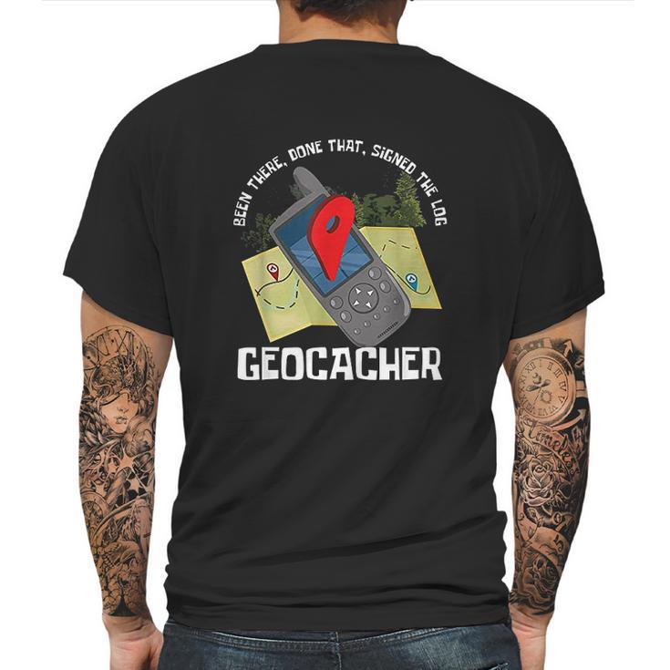 Treasure Hunter Geocache Hunting Signed The Log Geocacher Mens Back Print T-shirt