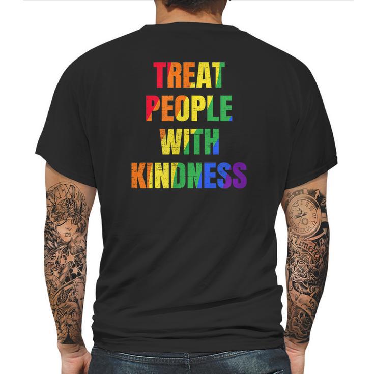 Treat People With Kindness Queer Lgbtq Love Equality Bi Mens Back Print T-shirt