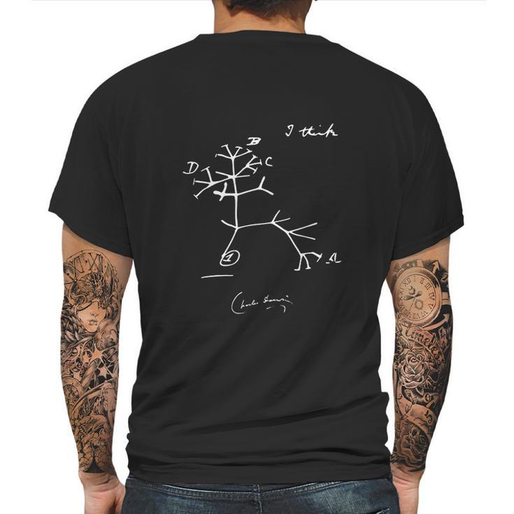 Tree Of Life I Think Charles Darwin Evolutionary Sketch Mens Back Print T-shirt