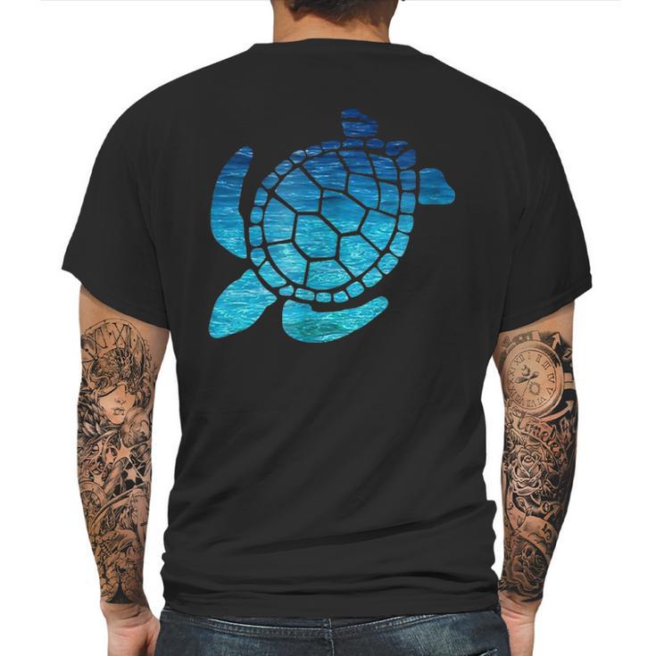 Turtle Lovers Blue Aqua Colors Beach T  Cutes Mens Back Print T-shirt