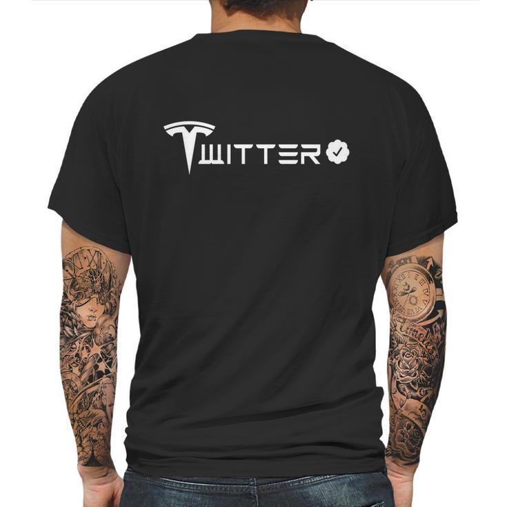 Twitter And Tesla Combined Logo Mens Back Print T-shirt