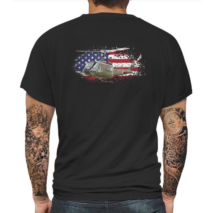 Uh1 Huey Helicopter American Flag Usa Pilot Vietnam Veteran Graphic Design Printed Casual Daily Basic Mens Back Print T-shirt