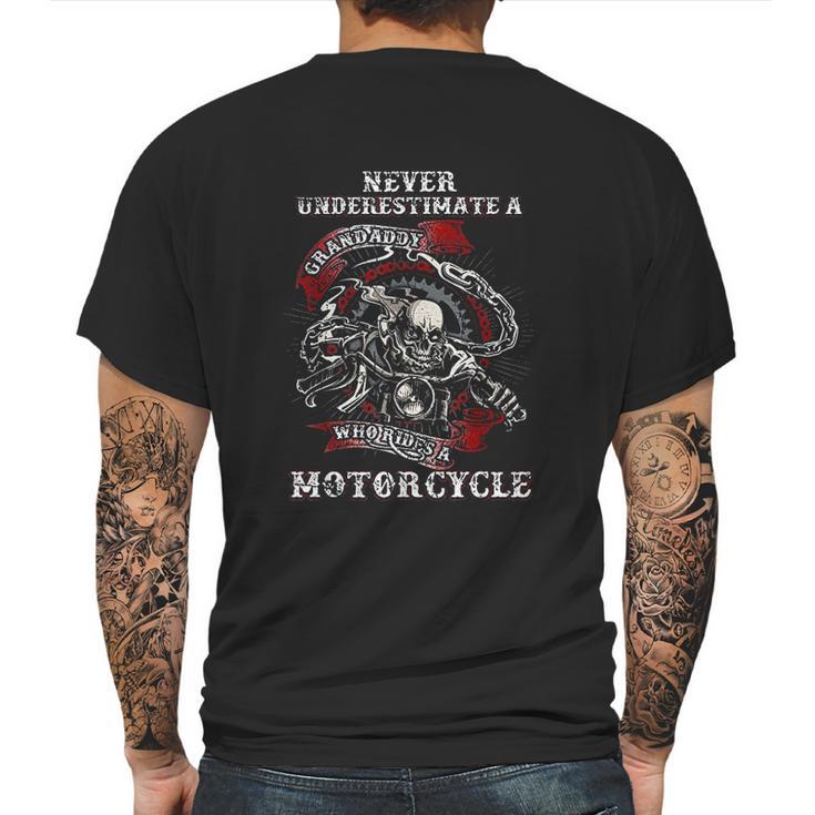 Never Underestimate A Grandaddy With A Motorcycle Mens Back Print T-shirt