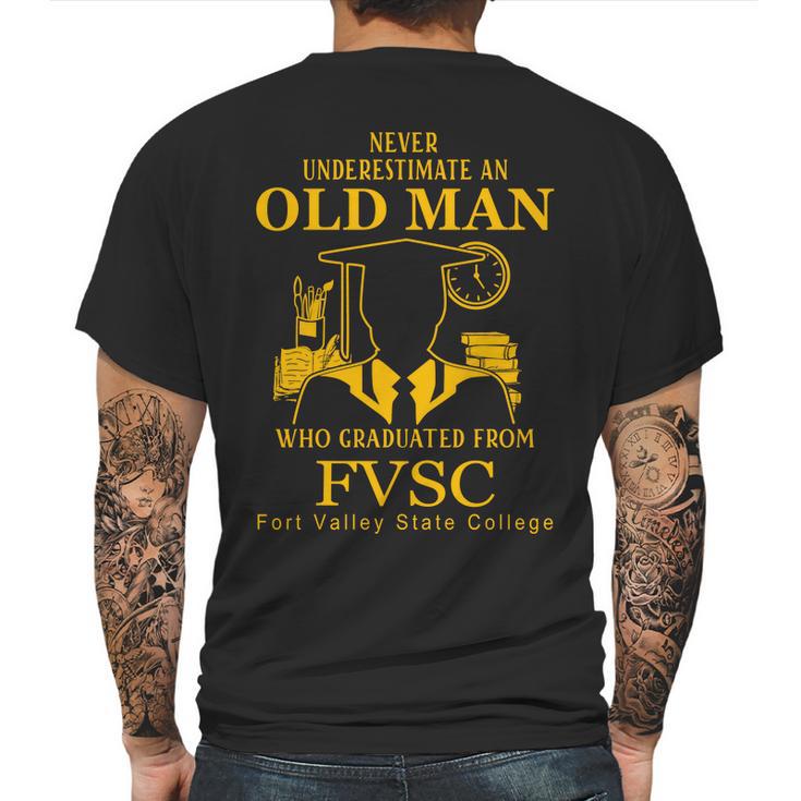 Never Underestimate An Old Man Fort Valley State College Mens Back Print T-shirt