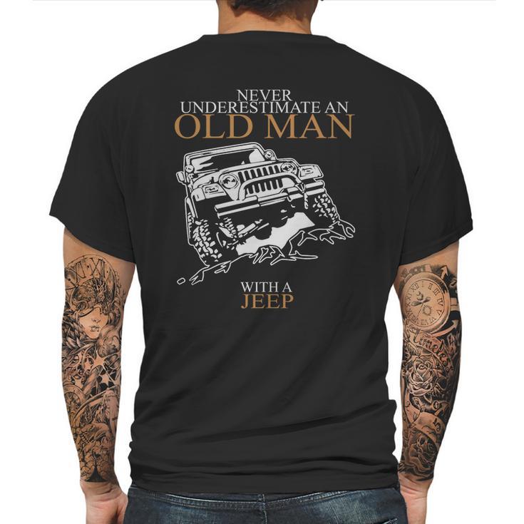 Never Underestimate An Old Man Jeep S Mens Back Print T-shirt