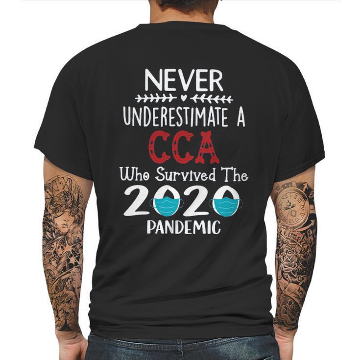 Never Underestimate Who Survived The Pandemic Cca Mens Back Print T-shirt