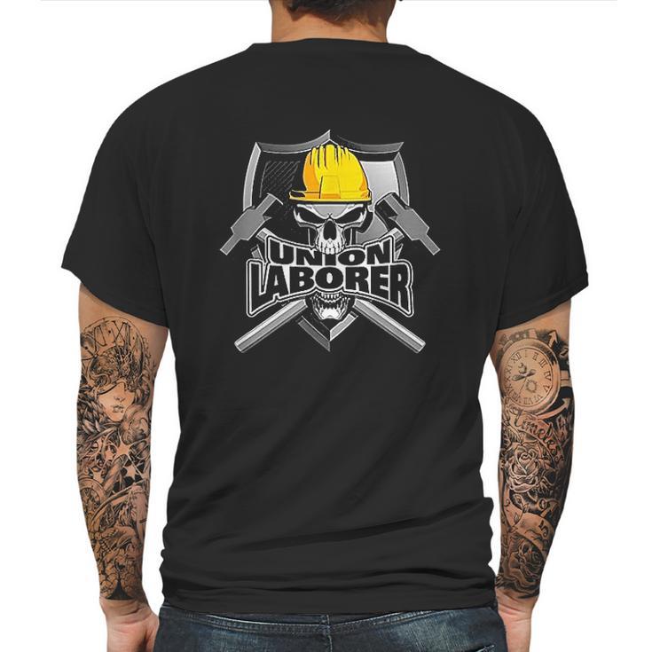 Union Laborer Construction Skull And Sledge Hammers Mens Back Print T-shirt