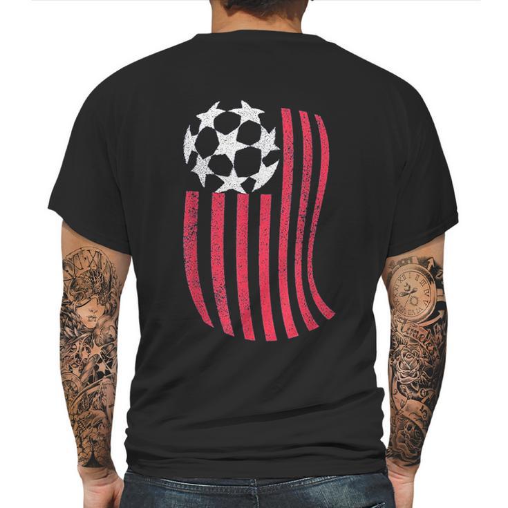 Usa National Flag With Soccer Ball Distressed Gift Mens Back Print T-shirt