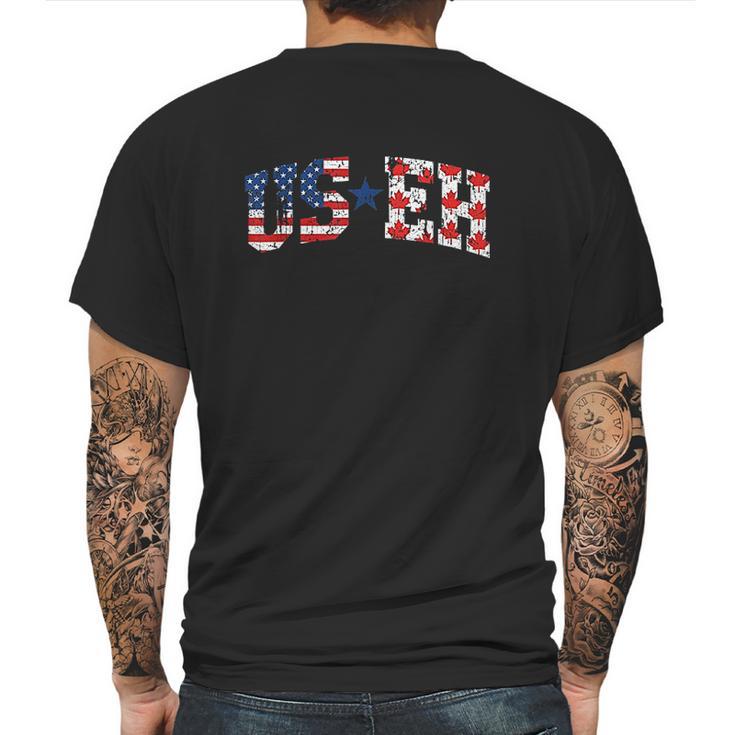 Useh America Canada Flag Funny Simple American Canadian Mens Back Print T-shirt