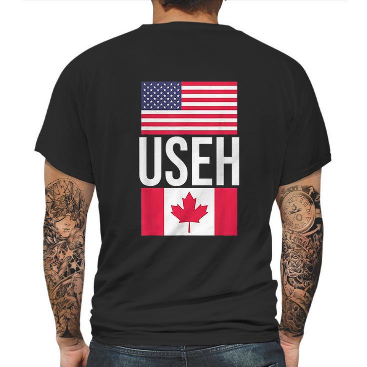 Useh American Pride Us Flag Canadian Flag Gift Canada Mens Back Print T-shirt