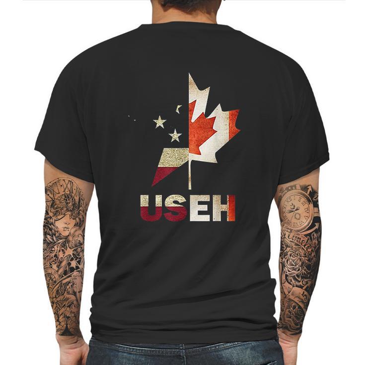 Useh Leaf Canadian American Flag Canada Usa Gift Mens Back Print T-shirt