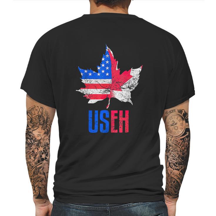 Useh Leaf Canadian American Flag Canada Usa Patriotic Mens Back Print T-shirt