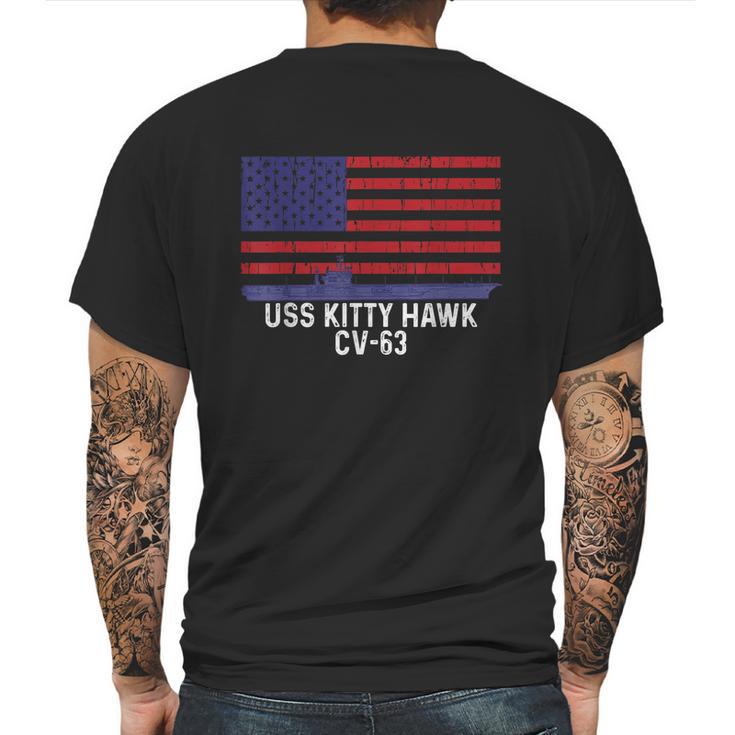 Uss Kitty Hawk Cv63 Aircraft Carrier Vintage Usa Flag Mens Back Print T-shirt