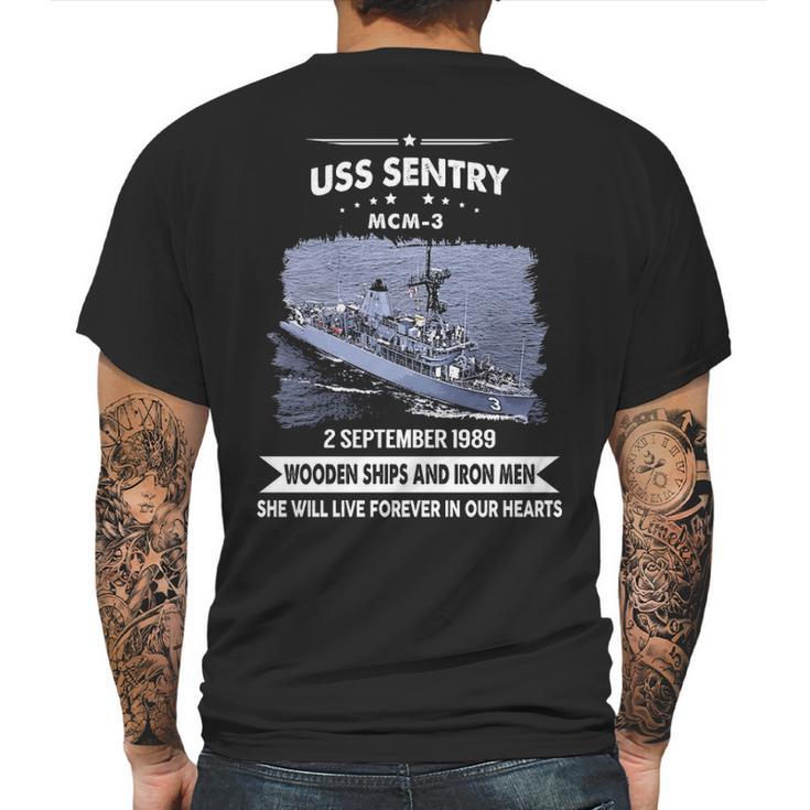 Uss Sentry Mcm3 Mens Back Print T-shirt