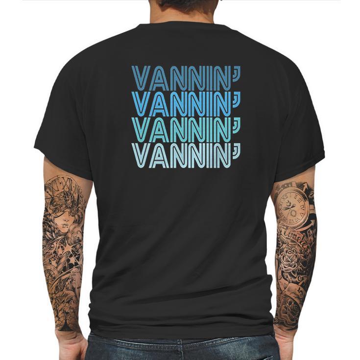 Vannin Retro Blue Vanner Mens Back Print T-shirt