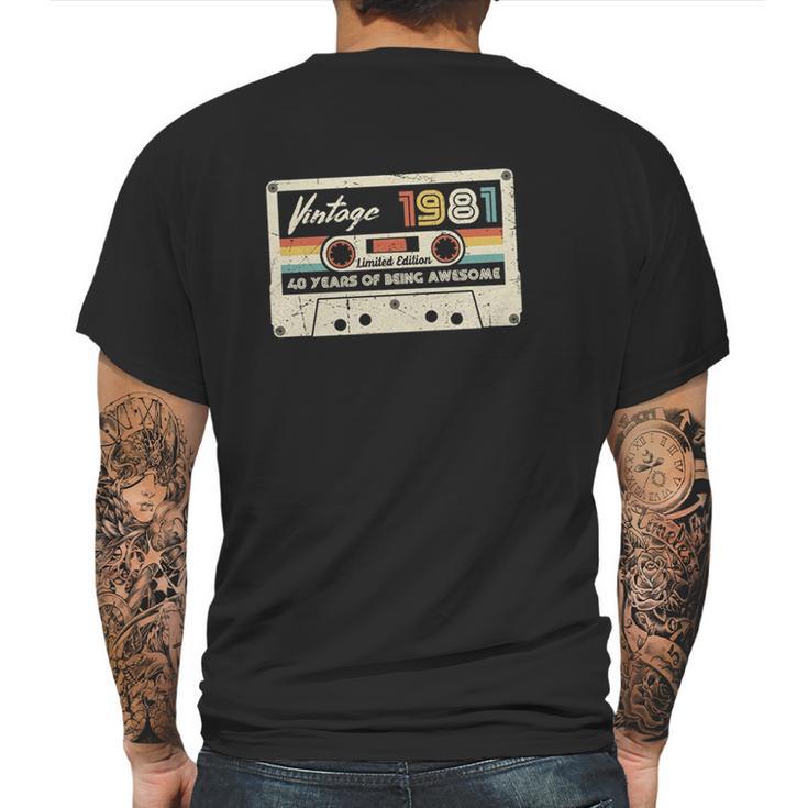 Vintage 1981 Retro Cassette 40Th Birthday Mens Back Print T-shirt