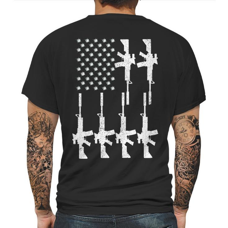 Vintage American Gun Rifle Usa Flag Mens Back Print T-shirt