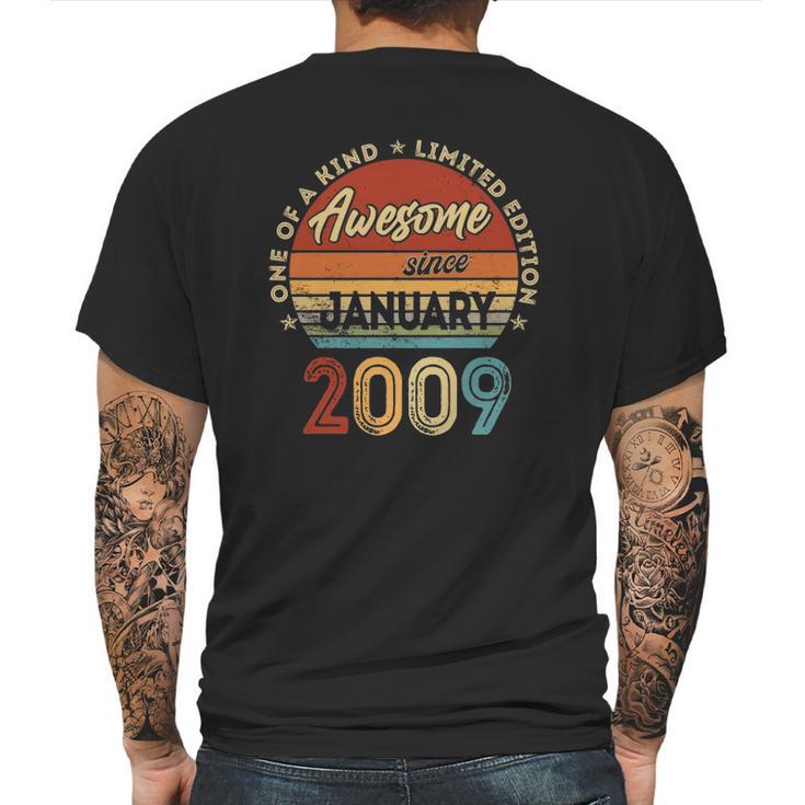 Vintage January 2009 Retro 13 Years Old 13Th Birthday Gift Mens Back Print T-shirt