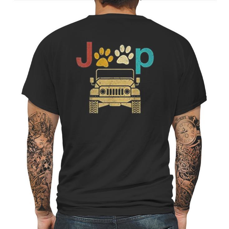 Vintage Jeeps Retro 70S Sunset Paws Print Dog Cat Lover Gift Mens Back Print T-shirt