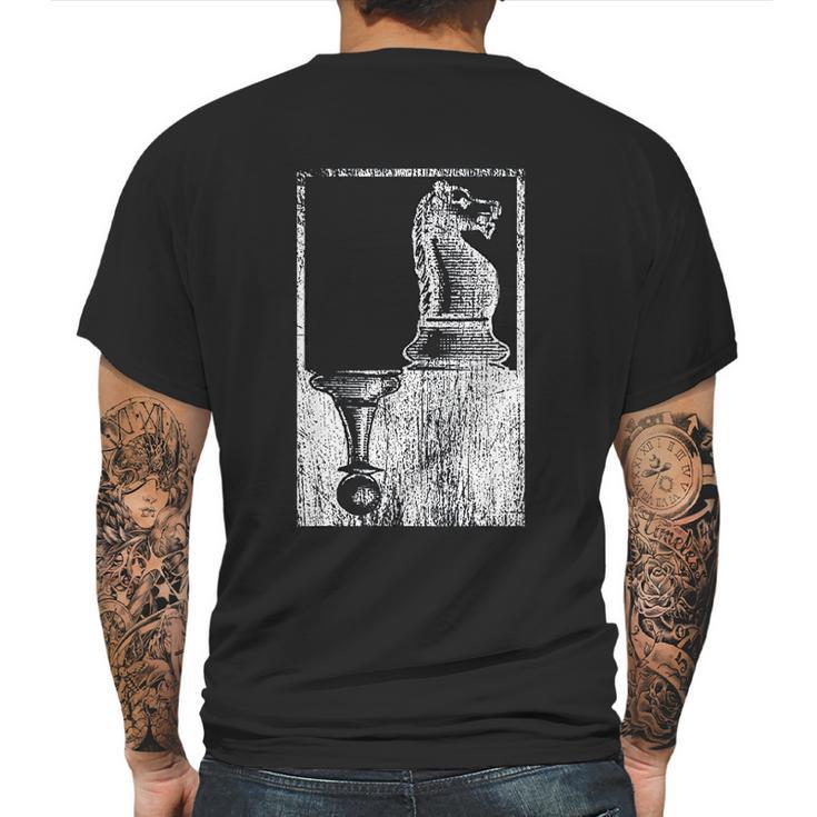 Vintage Pawn And Knight Shadow Chess Mens Back Print T-shirt