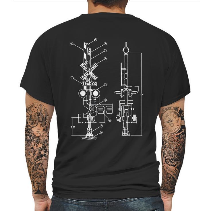 Vintage Railway Model10 Crossing Patent Drawing Model Train Mens Back Print T-shirt