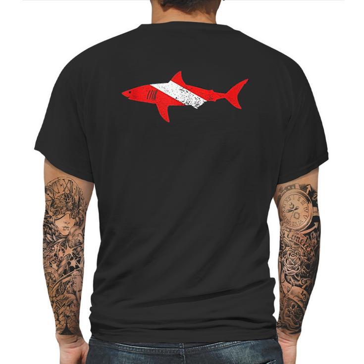 Vintage Shark Scuba Dive Diver Down Flag Emoji Mens Back Print T-shirt