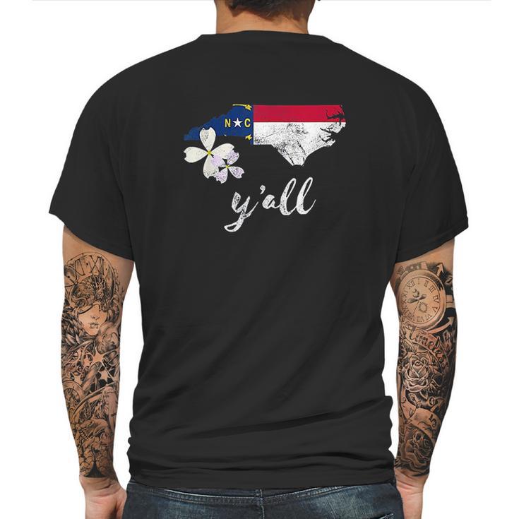 Vintage State Of North Carolina Yall Flag Dogwood Mens Back Print T-shirt