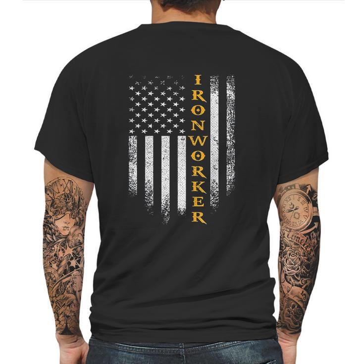 Vintage Usa Ironworker American Flag Iron Worker Patriotic Mens Back Print T-shirt