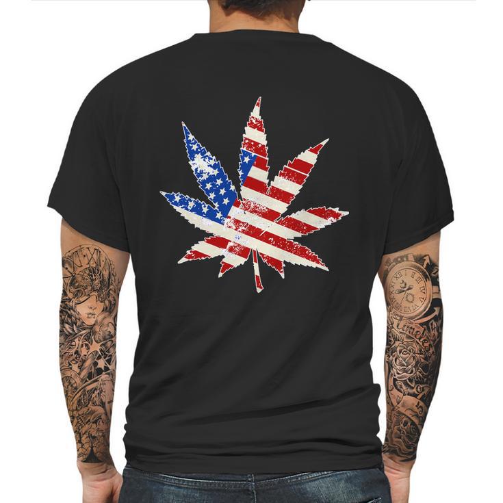 Vintage Weed American Flag 420 Mens Back Print T-shirt