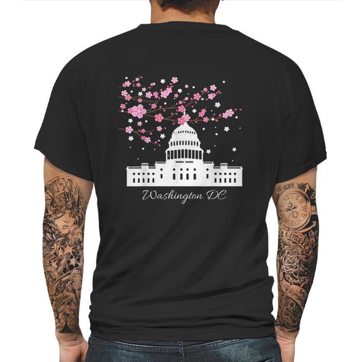 Washington Dc Capitol Building Cherry Blossoms Mens Back Print T-shirt